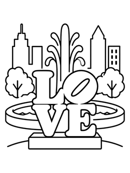 Free printable Philadelphia Love Park Fountain coloring page