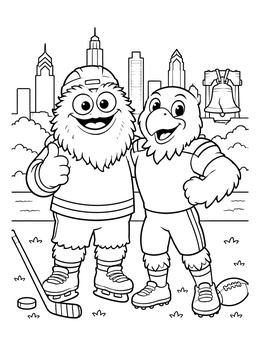 Free printable Philadelphia Sports Mascots In City coloring page