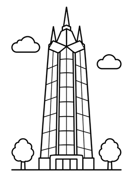 Free printable Tall Modern City Skyscraper coloring page