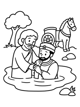 Free printable Baptism Of The Ethiopian Official coloring page