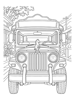 Free printable Classic Philippine Jeepney Front View coloring page