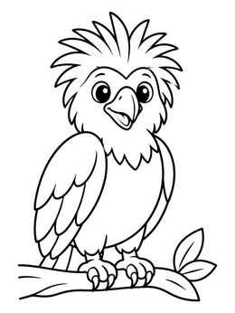 Free printable Cute Philippine Eagle On Branch coloring page