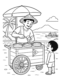 Free printable Filipino Sorbetes Ice Cream Vendor coloring page