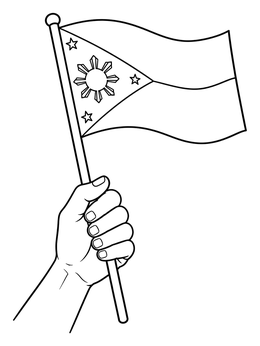 Free printable Hand Holding The Philippine Flag coloring page