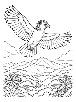 Free printable Philippine Eagle Soaring Over Mountains coloring page