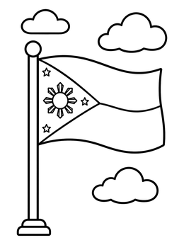 Free printable Philippine Flag On Flagpole coloring page
