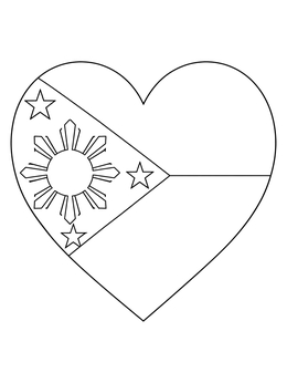 Free printable Philippine Flag Heart Emblem coloring page