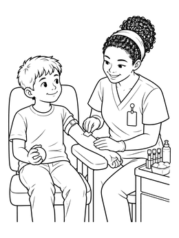 Free printable Child Squeezing Stress Ball For Blood Draw coloring page