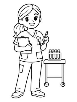 Free printable Friendly Phlebotomist With Clipboard coloring page