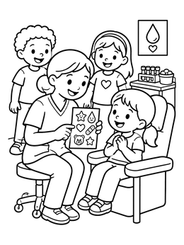 Free printable Phlebotomist Giving Stickers To Patient coloring page