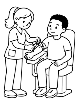 Free printable Phlebotomist Preparing Patient Arm coloring page