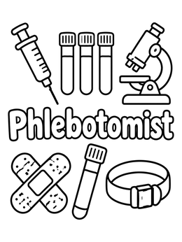 Free printable Phlebotomist Tools And Word Art coloring page