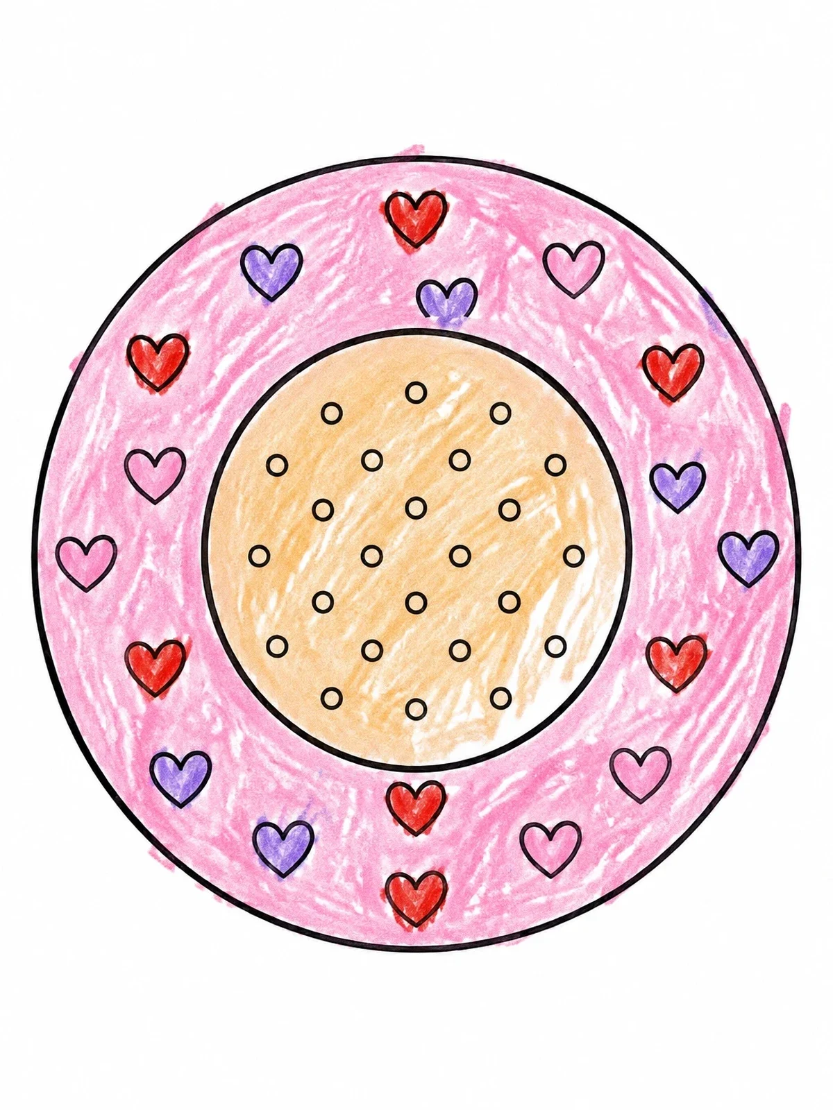 Colored example of the Round Heart Pattern Bandage coloring page