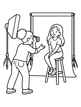 Free printable Photographer Taking Picture Of Model coloring page