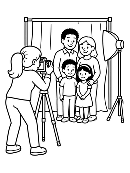 Free printable Family Portrait In Photo Studio coloring page