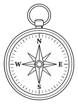 Free printable Classic Magnetic Direction Compass coloring page