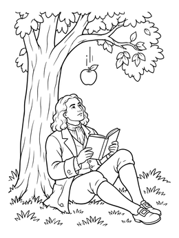 Free printable Isaac Newton And The Falling Apple coloring page