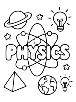 Free printable Physics Word And Science Doodles coloring page