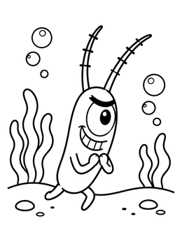 Free printable Mischievous Plankton Underwater coloring page