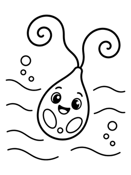 Free printable Cheerful Little Microalga Floating In Water coloring page
