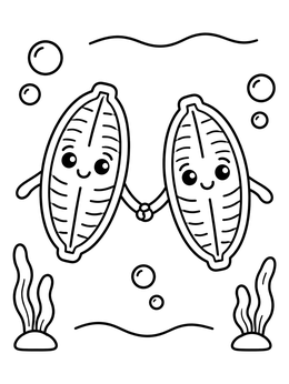 Free printable Cute Diatom Friends Holding Hands coloring page