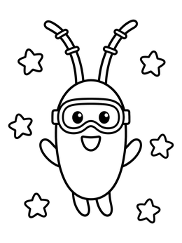 Free printable Cute Plankton With Swim Goggles coloring page