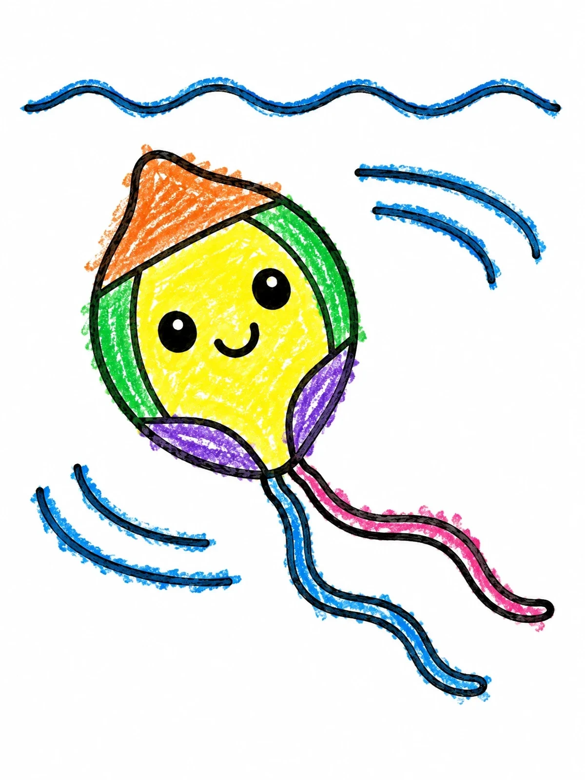 Colored example of the Cute Smiling Dinoflagellate Plankton coloring page