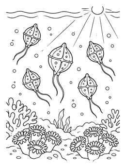 Free printable Dinoflagellates Floating Above Coral Reef coloring page