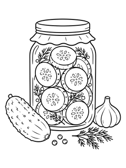 Free printable Pickled Cucumber Slices In A Jar coloring page