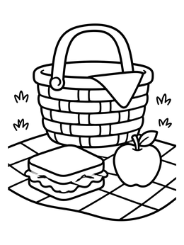 Free printable Picnic Basket With Lunch coloring page