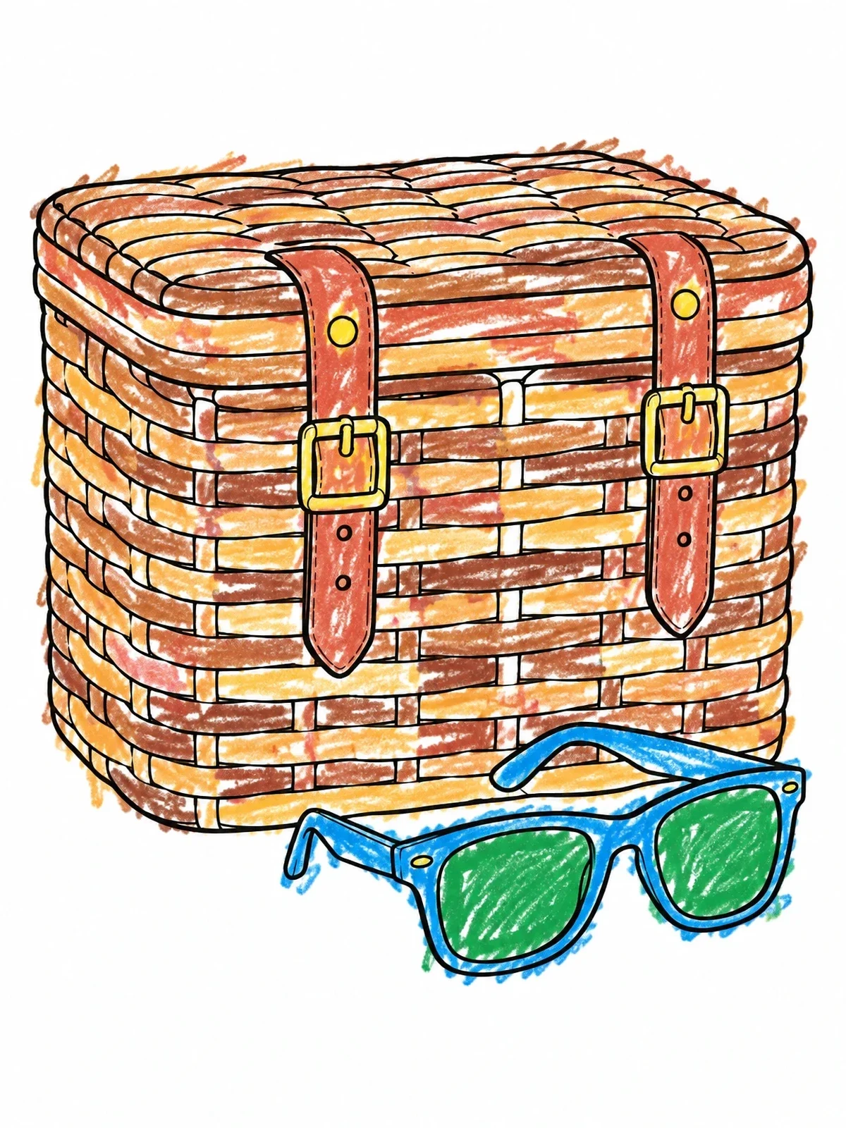 Colored example of the Picnic Hamper With Sunglasses coloring page