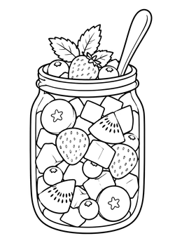 Free printable Mason Jar Fruit Salad Snack coloring page