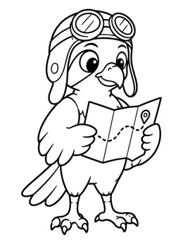 Free printable Pilot Falcon Checking A Map coloring page