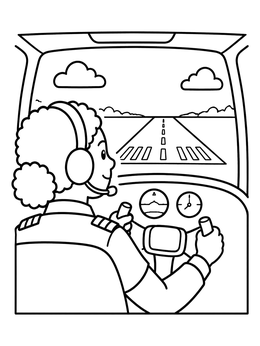 Free printable Pilot Landing On The Runway coloring page