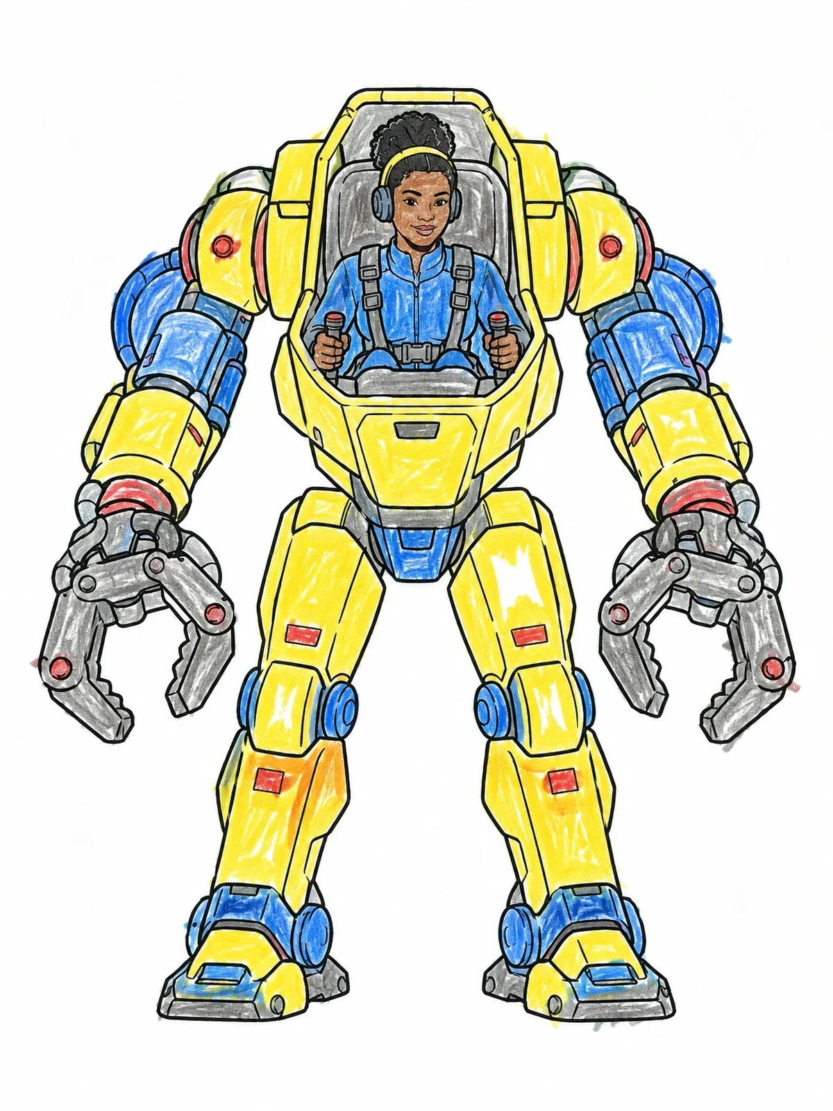 Colored example of the Pilot In Mechanical Exosuit Robot coloring page