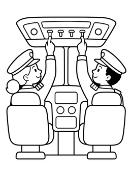 Free printable Pilots Working In Cockpit coloring page