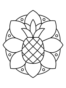 Free printable Pineapple And Flower Petal Mandala coloring page