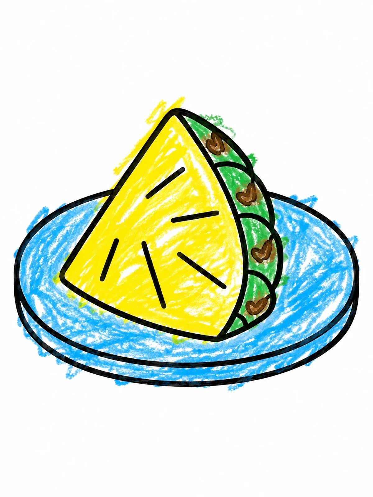 Colored example of the Pineapple Wedge On A Plate coloring page