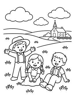 Free printable Pioneer Children On The Prairie Grassland coloring page