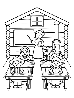 Free printable Frontier Schoolhouse Classroom coloring page