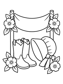 Free printable Pioneer Bonnet, Boots, And Wild Roses coloring page