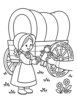 Free printable Pioneer Girl With Rag Doll coloring page