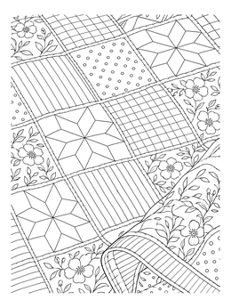 Free printable Cozy Pioneer Patchwork Quilt coloring page