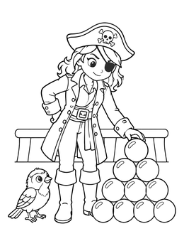 Free printable Pirate Captain With Little Sparrow coloring page