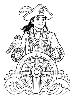 Free printable Pirate Captain With Sparrow Companion coloring page