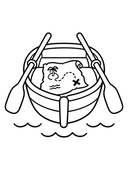 Free printable Pirate Rowboat With Treasure Map coloring page