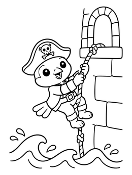 A brave bird climbing down a rope in this sparrow coloring page.