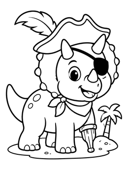 Free printable Pirate Triceratops Halloween Costume coloring page