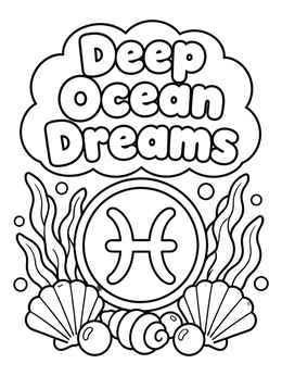 Free printable Pisces Deep Ocean Dreams Medallion coloring page