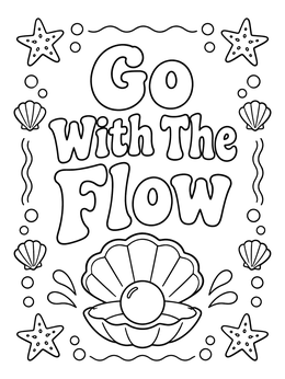 Free printable Go With The Flow Clam Shell coloring page